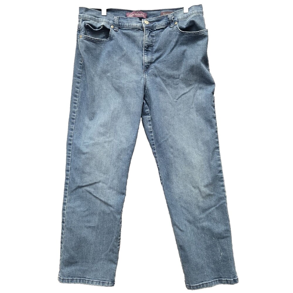 Gloria Vanderbilt Amanda Jeans Womens 18 Short Blue Denim Mid Rise Pants